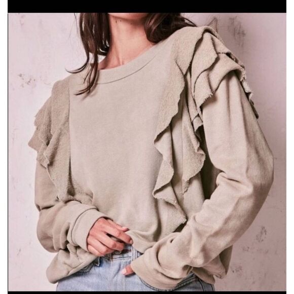 LoveShackFancy Melanie Ruffle Sweatshirt sz XS - Picture 1 of 4